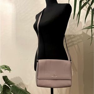 Kate Spade Gray Taupe Leather Crossbody Purse